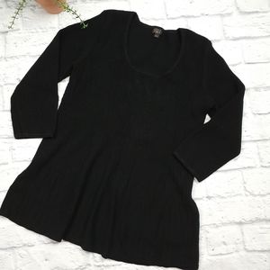 G.I.L.I Black Peplum Long Sleeve Ribbed Sweater